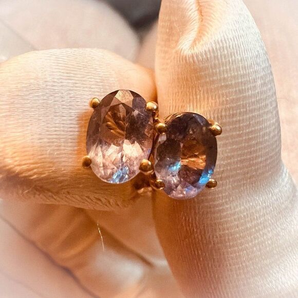 14k Gold- Alexandrite Tanzanite -1.8cttw- Natural Color Changing -Stud Earrings - Picture 6 of 16
